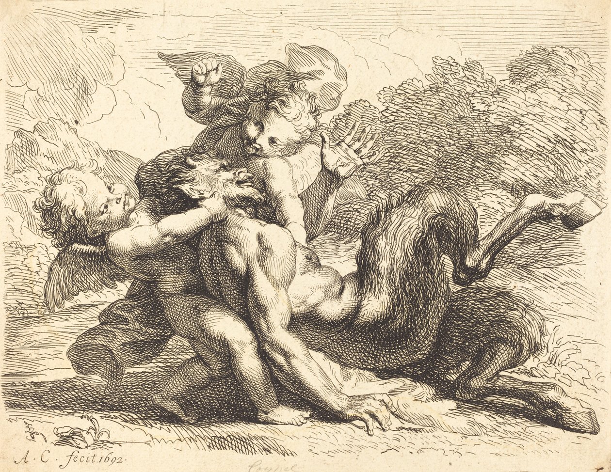 Pan vencido por los putti de Antoine Coypel