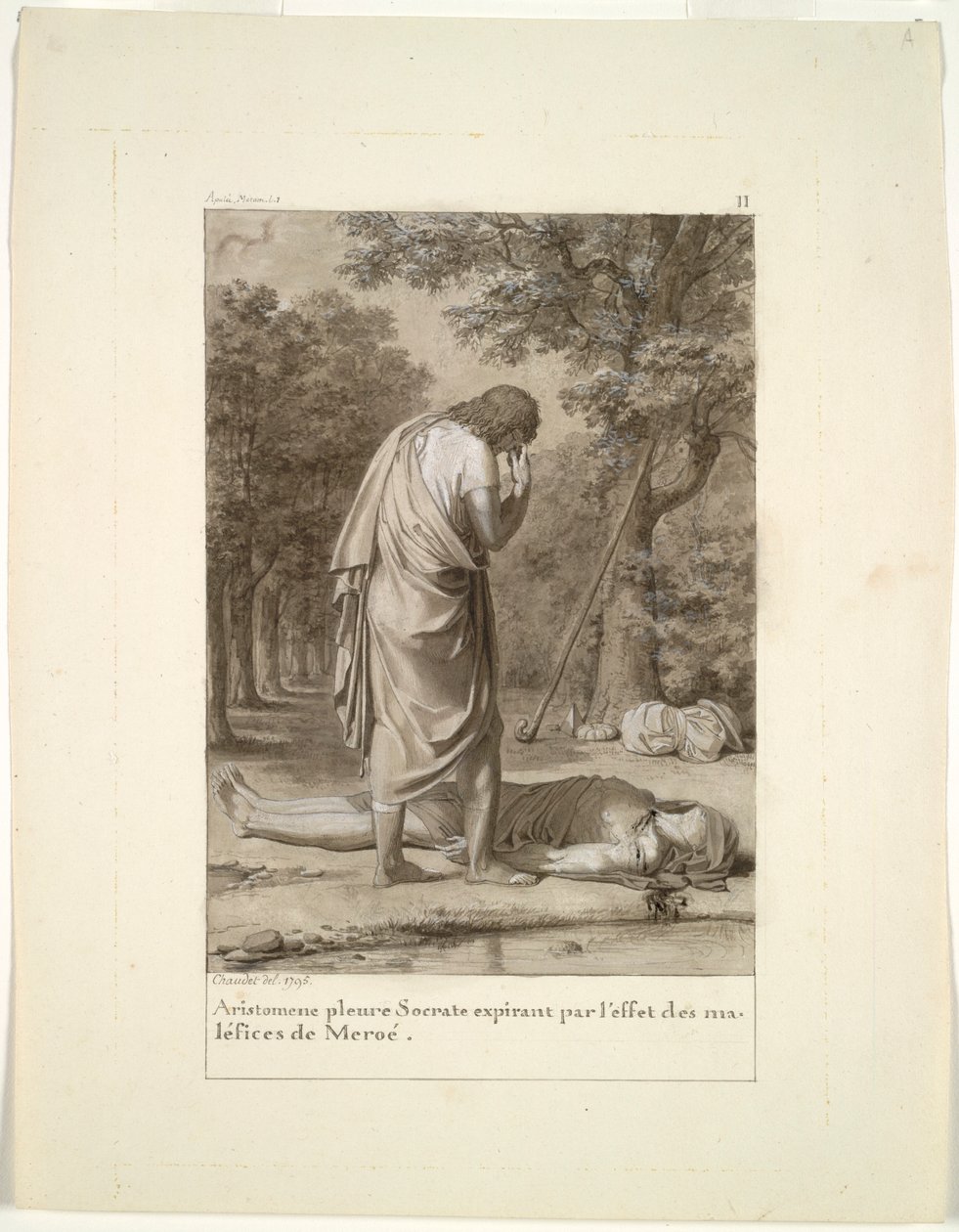 Aristomenes lamentando la muerte de Sócrates por el hechizo de Meroë...El asno de oro, 1795 de Antoine Denis Chaudet