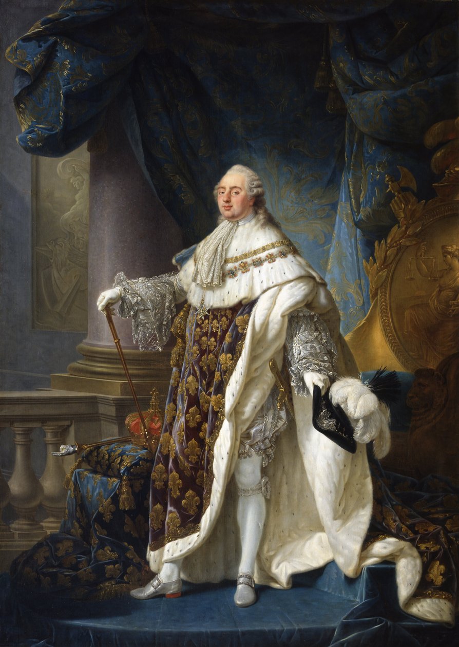 Francés: Louis XVI, roi de France et de Navarre, revêtu du grand costume royal en 1779 Louis XVI, King of France and Navarre, wearing his grand royal costume in 1779 de Antoine François Callet