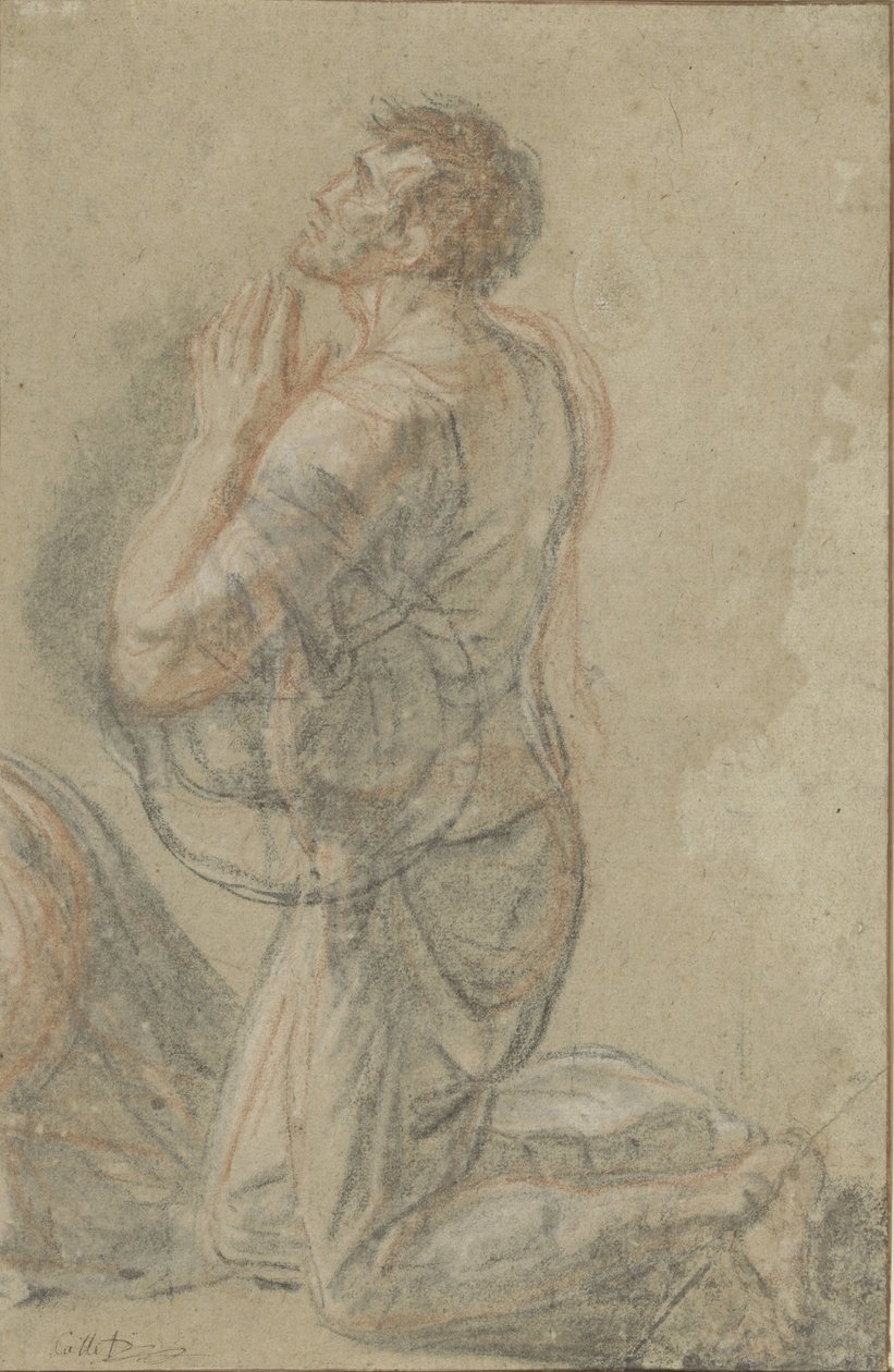Hombre arrodillado, visto de lado de Antoine François Callet