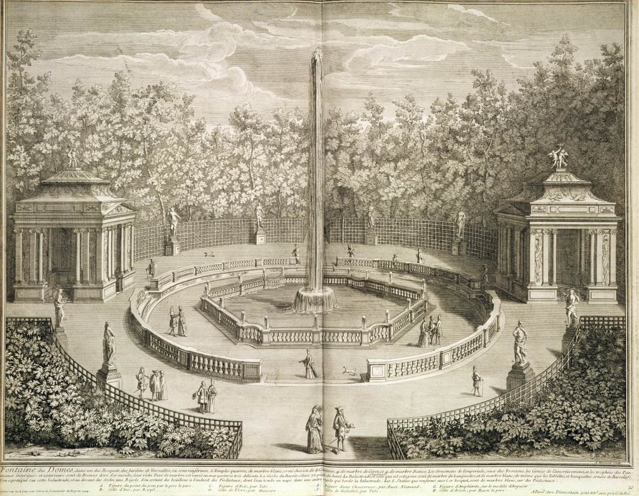 Fuente de los Domos, Versalles, c.1715 (aguafuerte) de Antoine Herriset