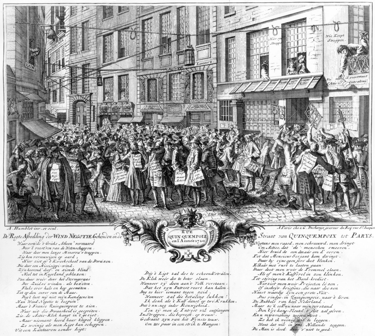 Inversores frente a la sede del Banque Royale en la Rue Quincampoix, París, 1720 de Antoine Humblot