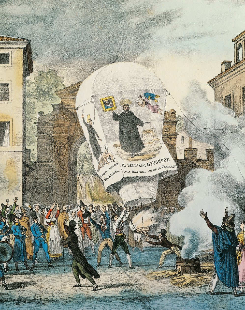 Globo aerostático para el Día de San José en Roma (detalle) de Antoine Jean Baptiste Thomas