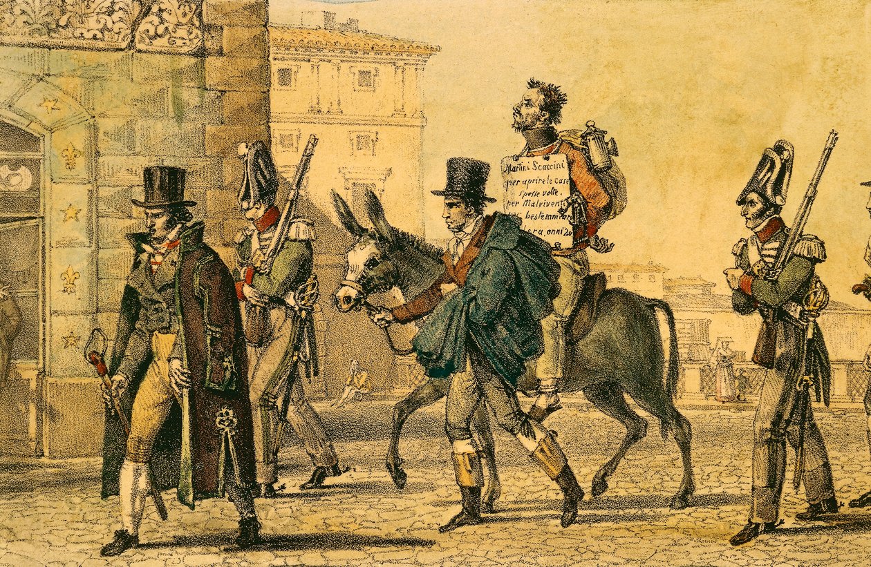 Castigo que implicaba ser llevado por las calles en burro de Antoine Jean Baptiste Thomas