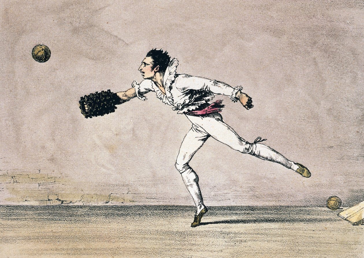 El juego de la pelota, por Antoine Jean-Baptiste Thomas (1791-1834), litografía en color de Un año en Roma y sus alrededores de Antoine Jean Baptiste Thomas