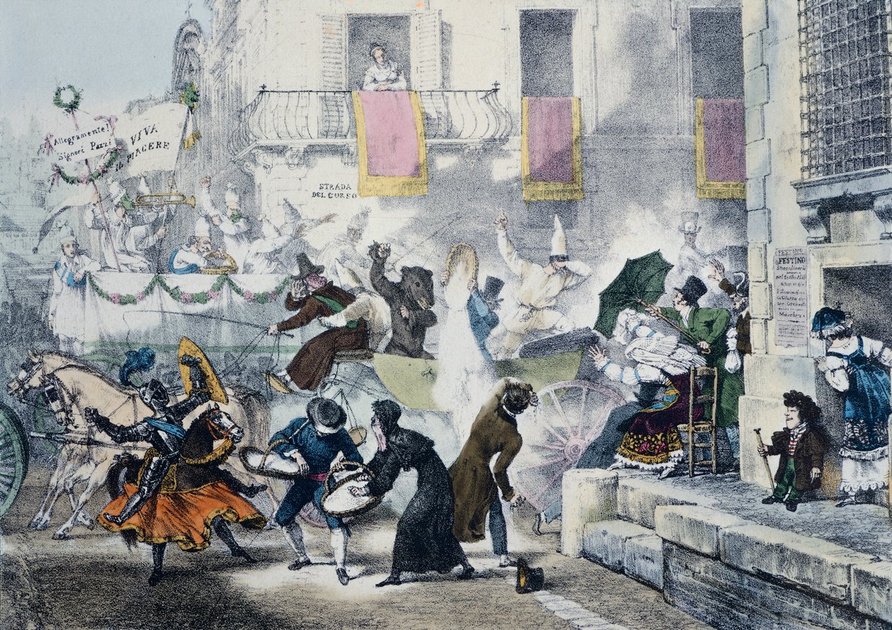 Lanzando confeti durante el carnaval en Roma de Antoine Jean Baptiste Thomas