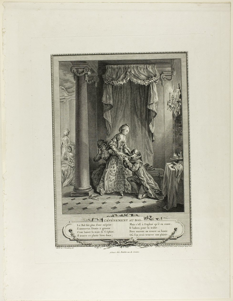 El acontecimiento del baile, de Monument du Costume Physique et Moral de la fin du Dix-huitième siècle de Antoine Jean Duclos