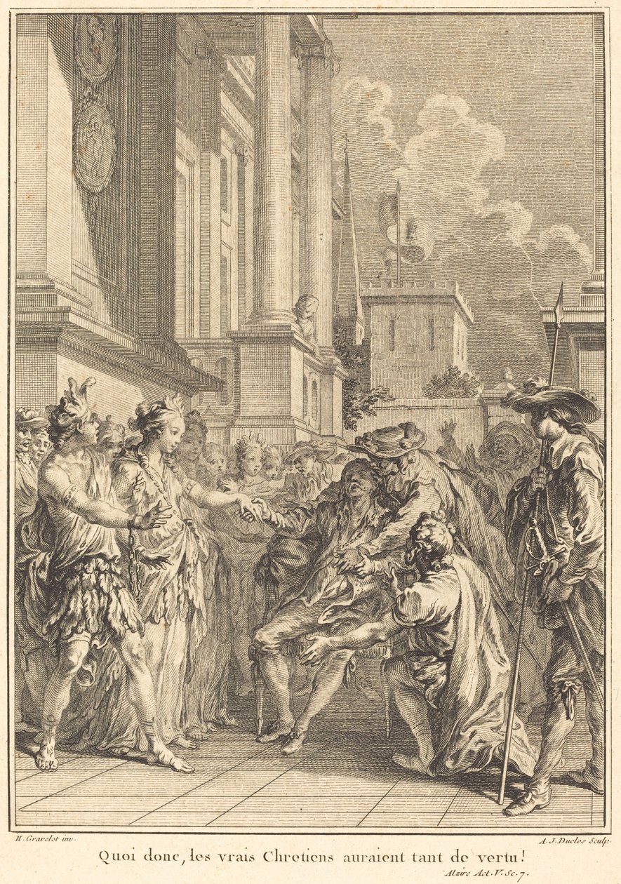 ¿Qué, los verdaderos cristianos tendrían tanta virtud? de Antoine Jean Duclos after Hubert François Gravelot
