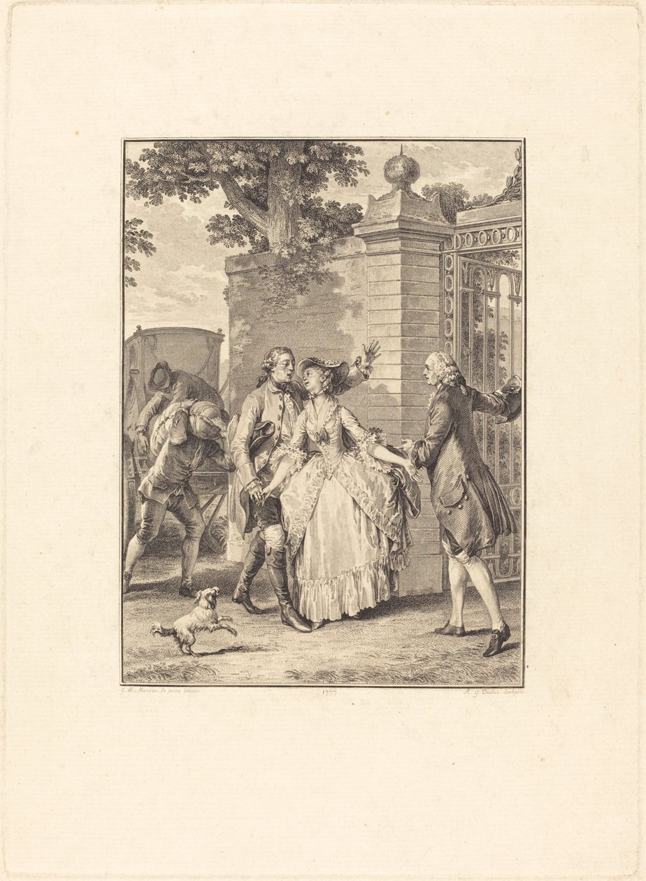 La confianza de las bellas almas de Antoine Jean Duclos after Jean Michel Moreau