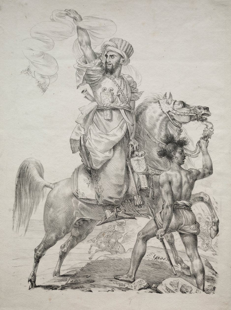 Un jefe mameluco a caballo pidiendo ayuda de Antoine Jean Gros