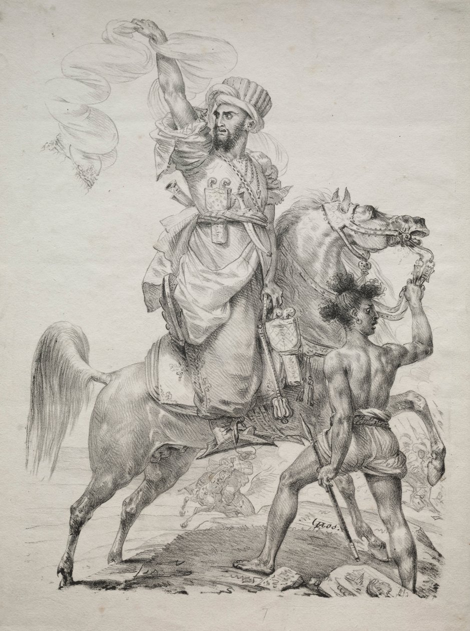 Un jefe mameluco a caballo pidiendo ayuda, 1817 de Antoine Jean Gros