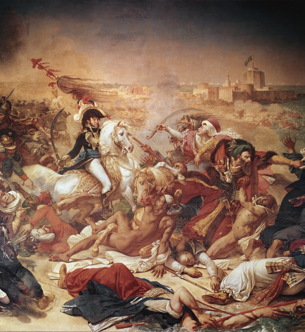 Batalla de Abukir, el general Murat luchando contra el ejército otomano (detalle) de Antoine Jean Gros