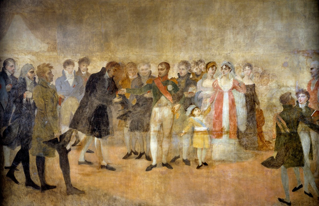 El emperador Napoleón I visita el Salón del Louvre y distribuye a los artistas las cruces de la Legión de Honor 22/10/1808 Pintura de Antoine Jean Gros siglo XIX Dim. 3,5x6,4 m de Antoine Jean Gros