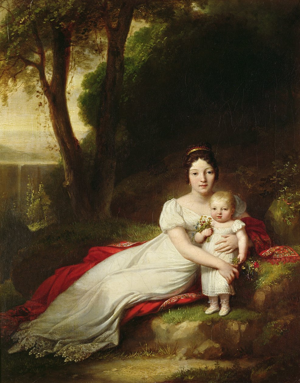 Hortense Eugenie de Beauharnais (1783-1837), Reina de Holanda, con su hijo Charles Louis Napoleón Bonaparte (1808-73), el futuro Napoleón III de Antoine Jean Gros