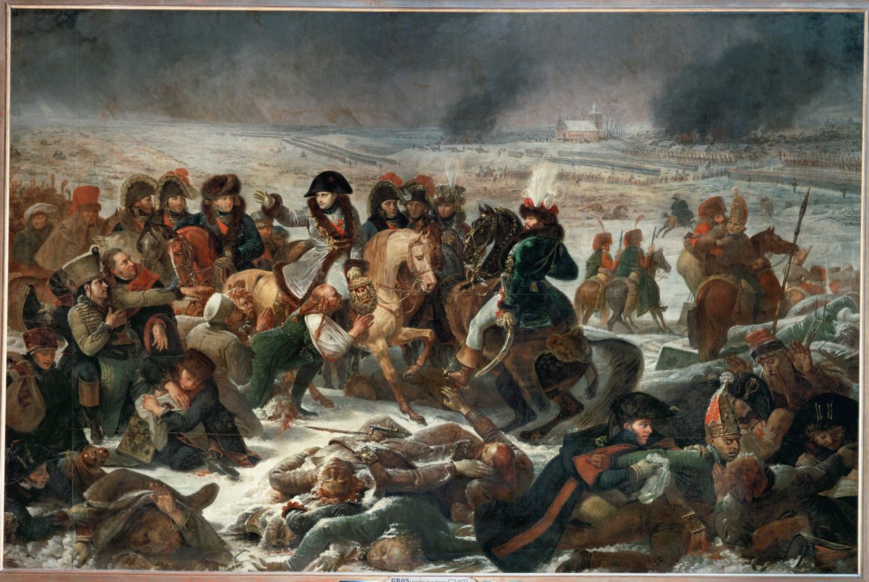 Napoleón en el campo de batalla de Eylau, ganado el 9 de febrero de 1807 por las tropas francesas a las rusas y prusianas ... de Antoine Jean Gros
