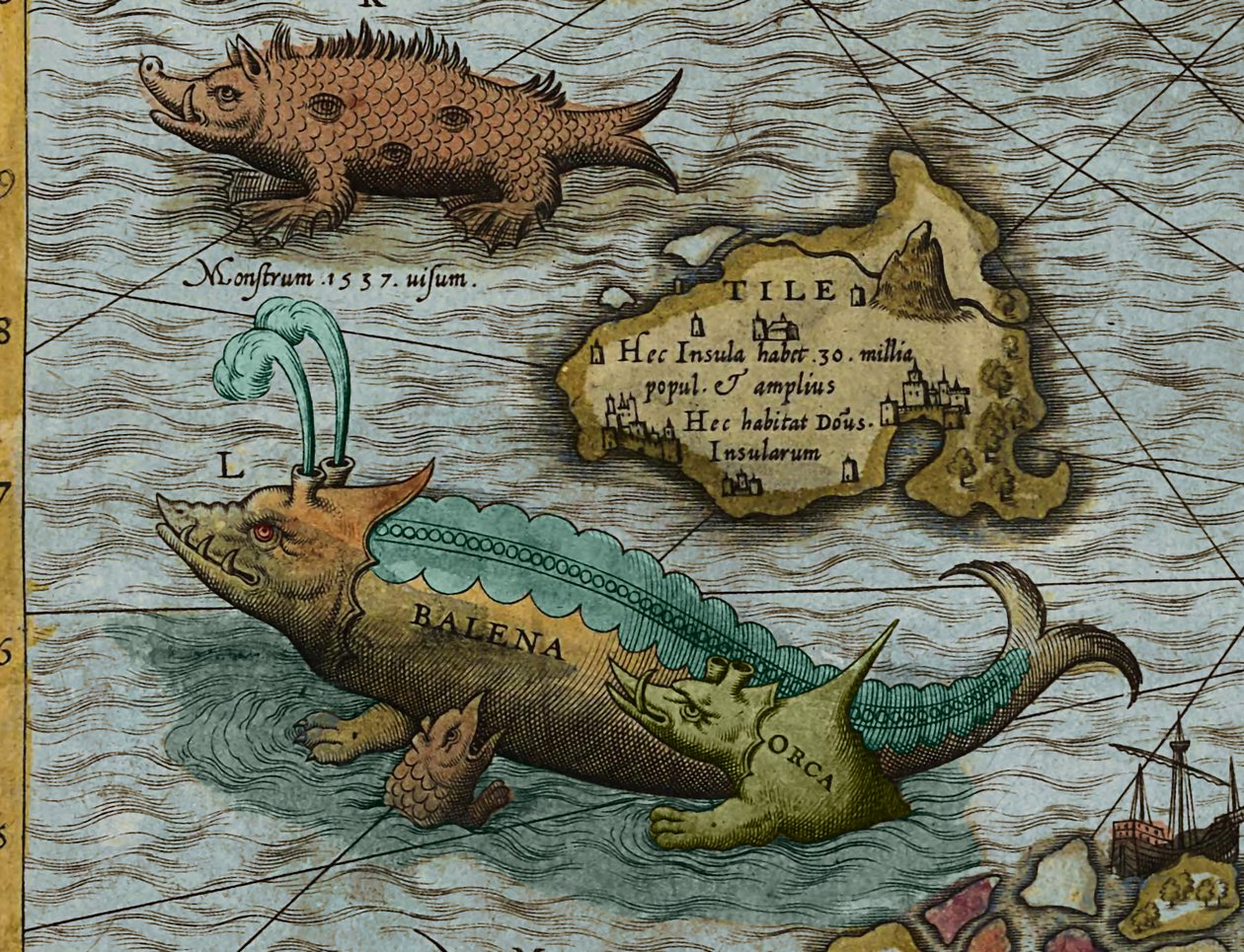 Detalle del Mapa del mar (Carta marina) de Olaus Magnus (1490-1557) de Antoine Lafrery