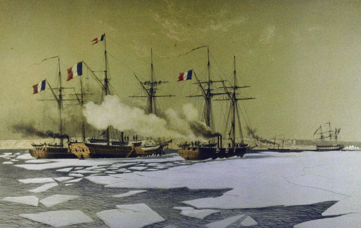Rompehielos en el Limán del Dniéper para el paso de baterías flotantes, 1855-1856, 1860 de Antoine Leon Morel Fatio
