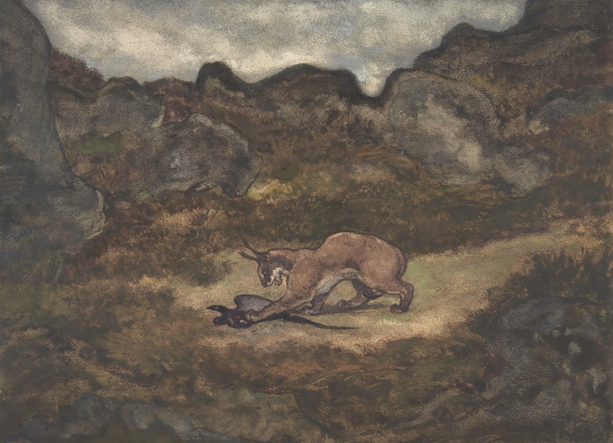 Caracal y faisán, 1810-75 de Antoine Louis Barye
