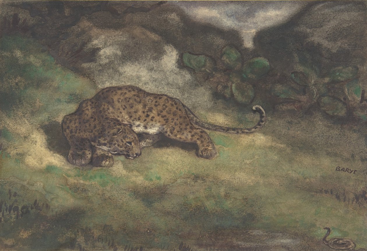 Leopardo y serpiente, 1810-75 de Antoine Louis Barye