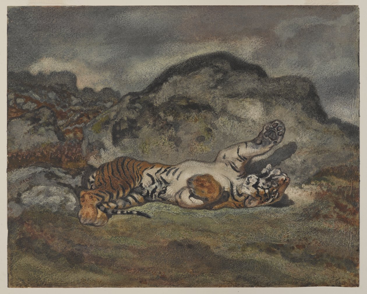Tigre rodando, c.1840 de Antoine Louis Barye
