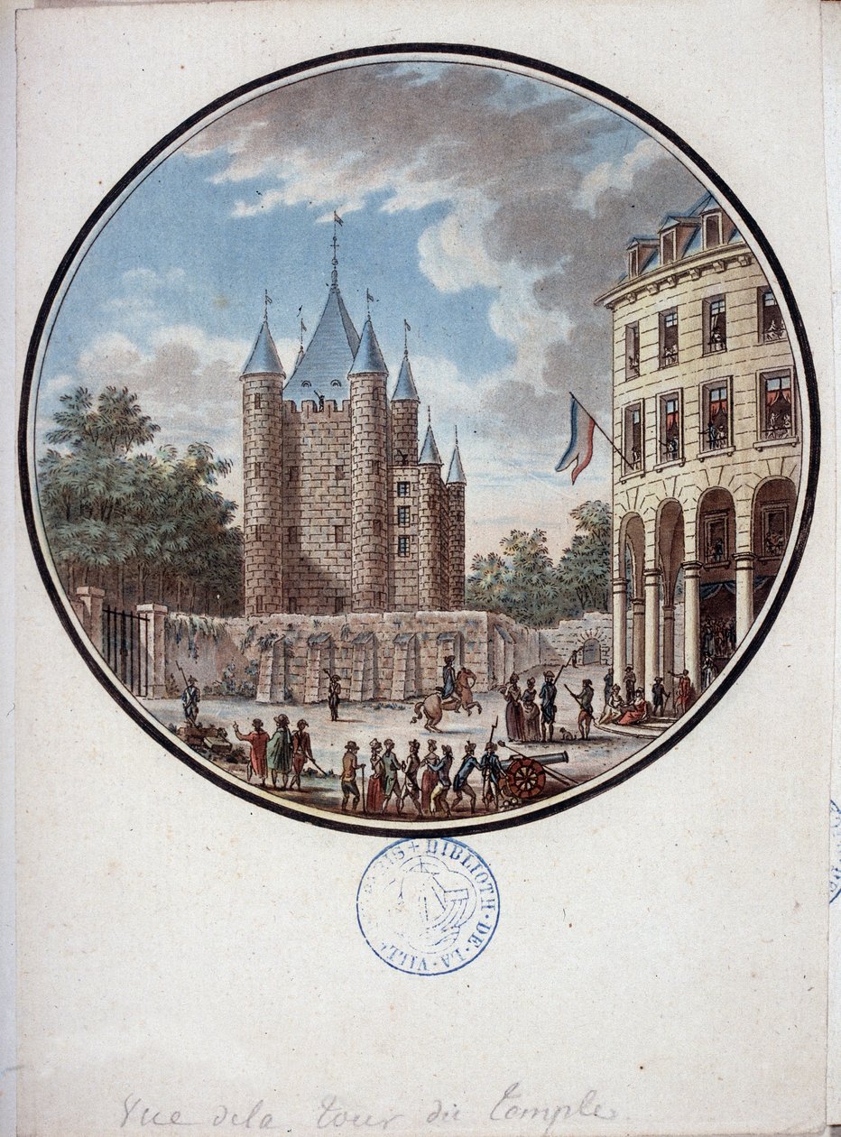 París, vista de la Torre del Templo - en "Vistas pintorescas de los principales edificios de París" de Sergeant de Antoine Louis Francois Sergent Marceau