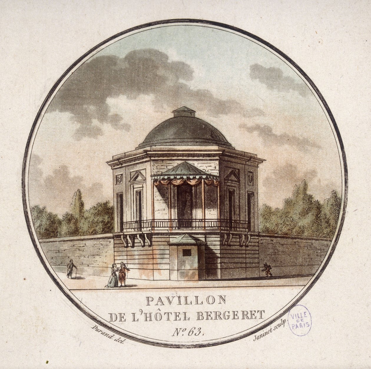 Pabellón del Hotel Bergeret, París. En vistas pintorescas de los principales edificios de París por Sergeant de Antoine Louis Francois Sergent Marceau