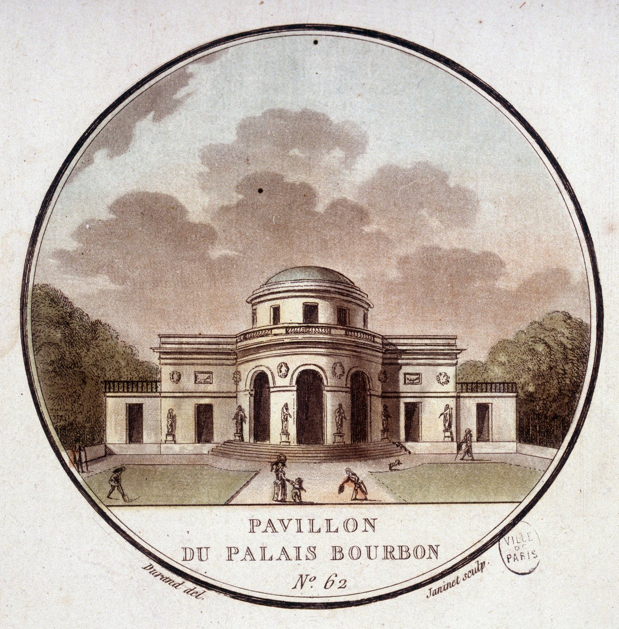 Pabellón del Palais Bourbon, París. En vistas pintorescas de los principales edificios de París por Sergeant de Antoine Louis Francois Sergent Marceau