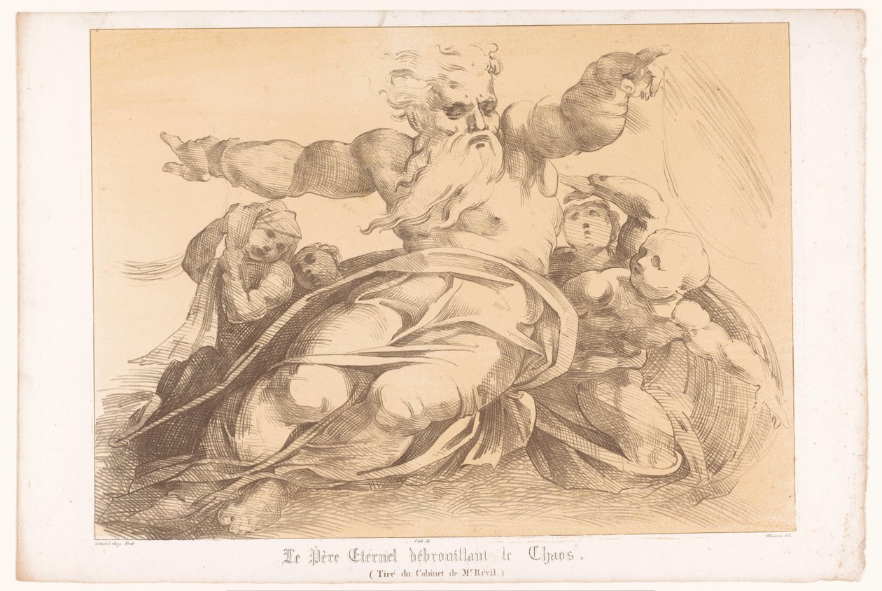La creación de la tierra por parte de Dios a partir del caos
Le père eternel débrouillant le chaos (título en el objeto) de Antoine Maurin