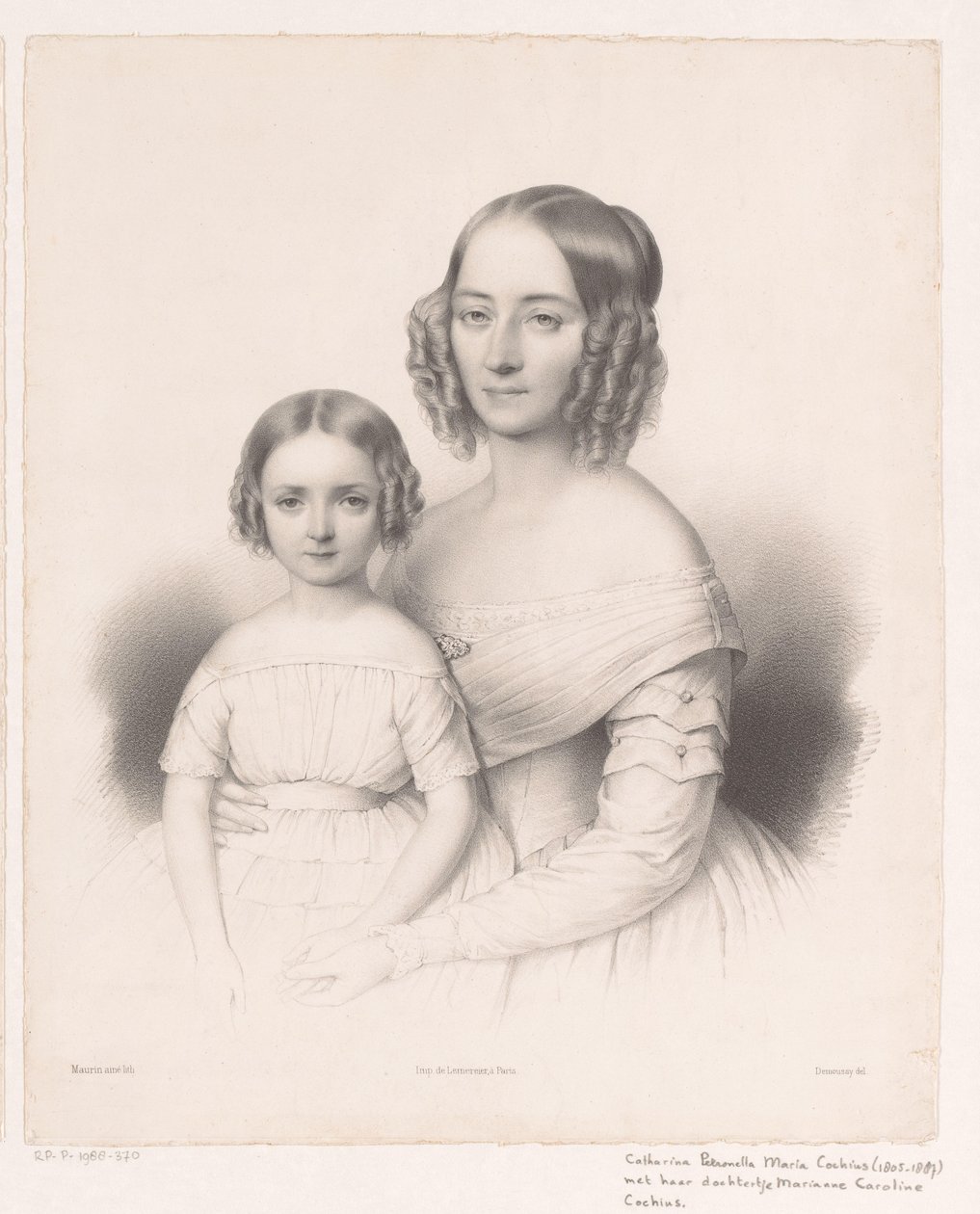 Retrato de Catharina Petronella Maria Cochius con su hija de Antoine Maurin