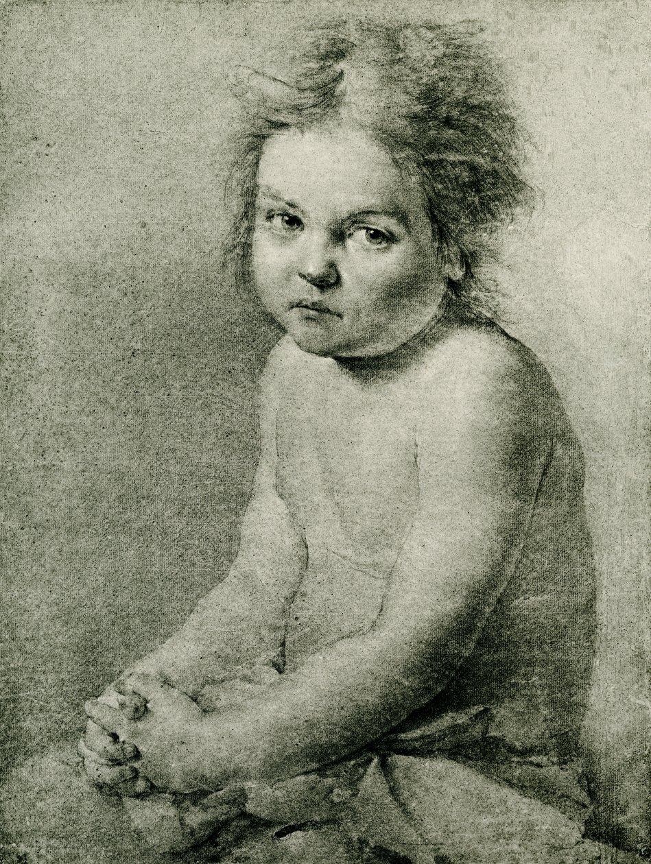 Estudio de naturaleza para una niña desnuda y sentada de Antoine Pesne