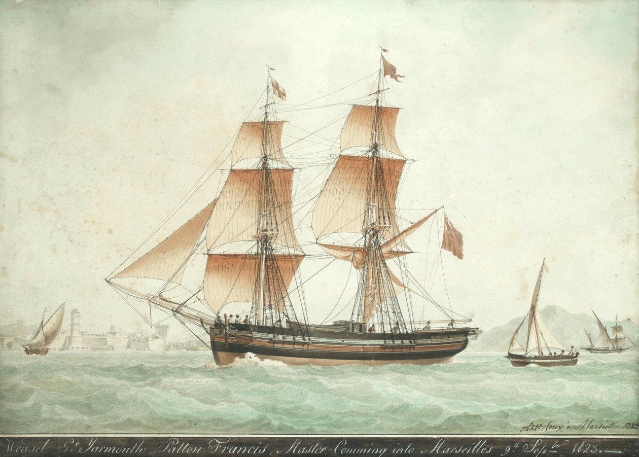 La Comadreja entrando en Marsella, 9 de septiembre de 1823 de Antoine Roux