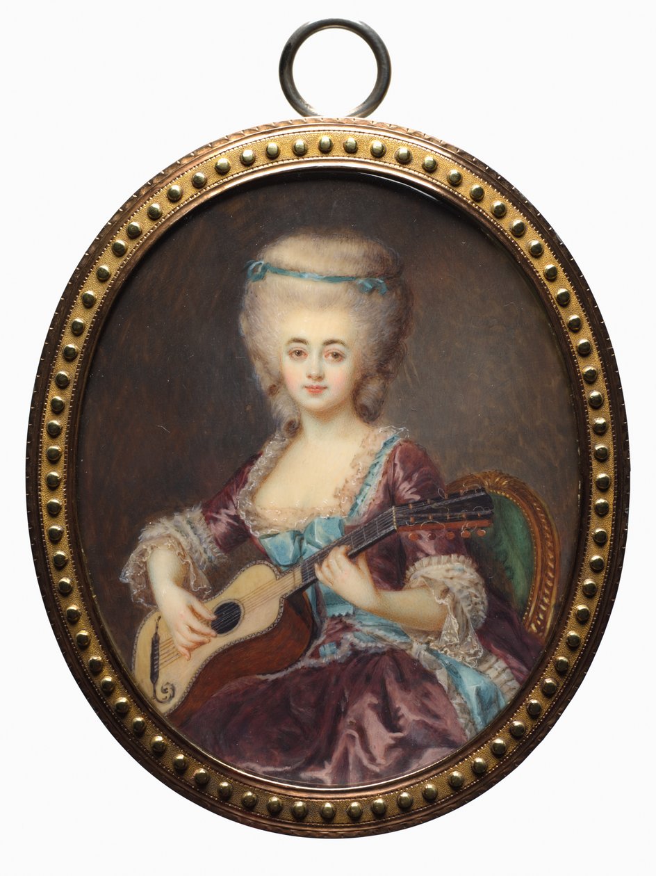 Retrato de una mujer con una guitarra, llamada Louise D