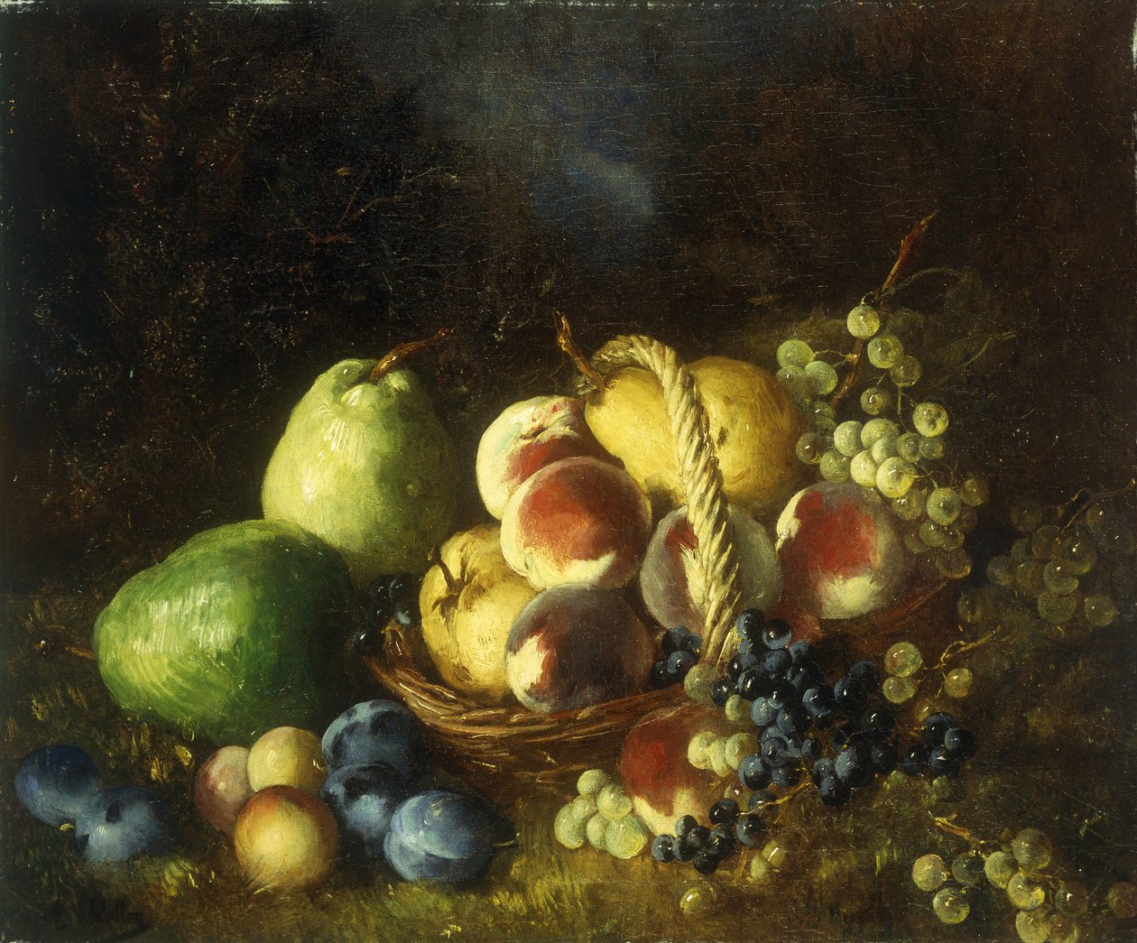 Una canasta de frutas de Antoine Vollon