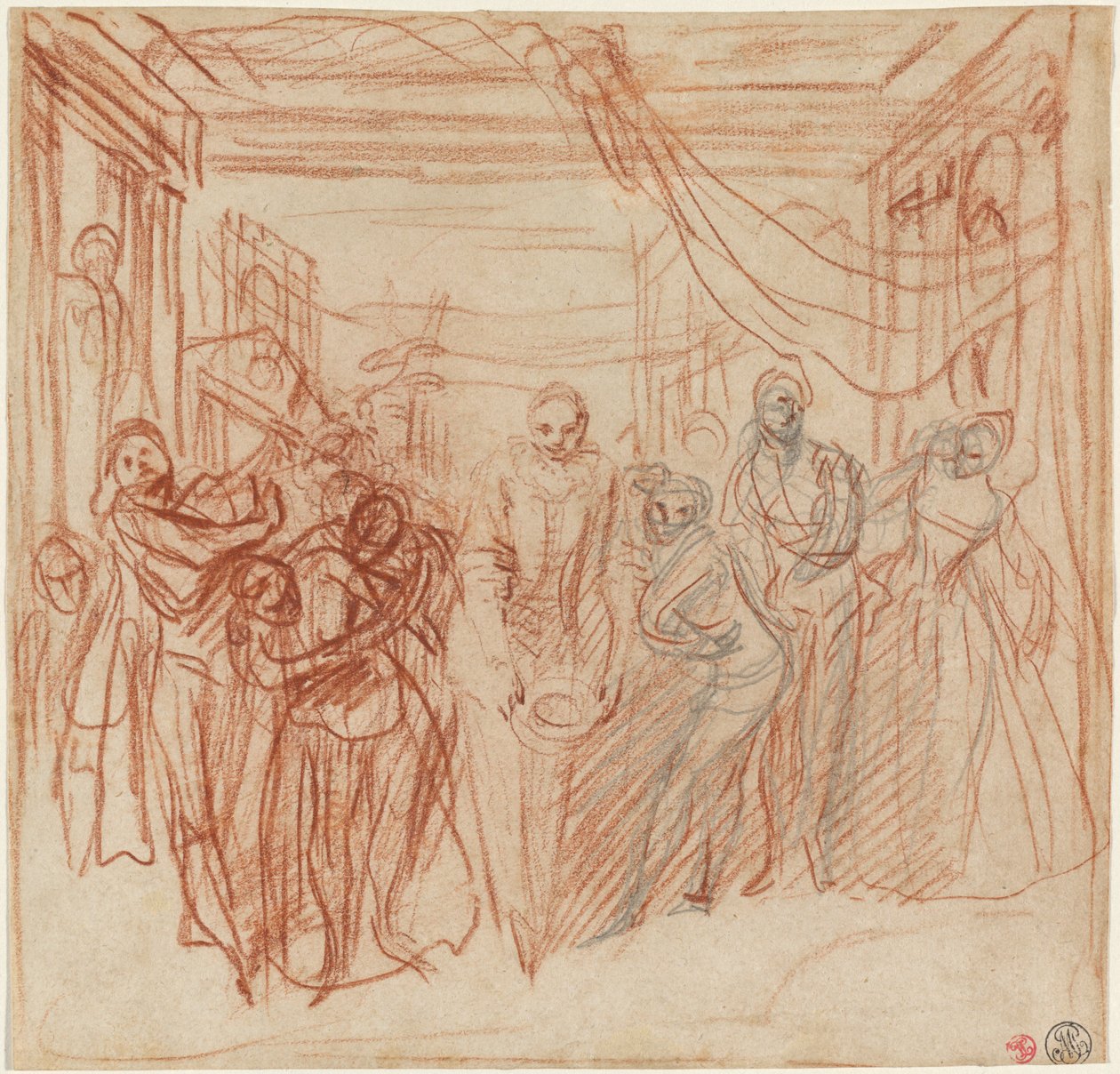 Comediantes Italianos Saludando de Antoine Watteau