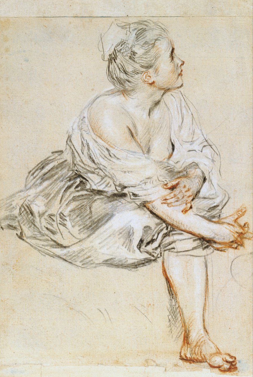 Joven mujer sentada de Antoine Watteau