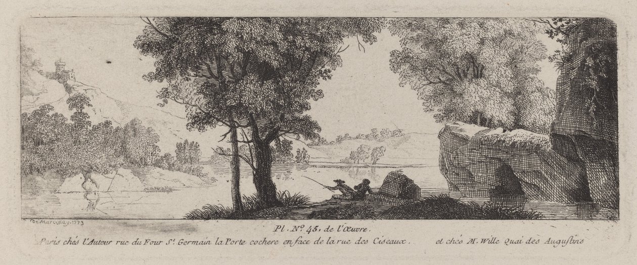 Paisaje Fluvial con un Pescador de Antoine de Marcenay de Ghuy