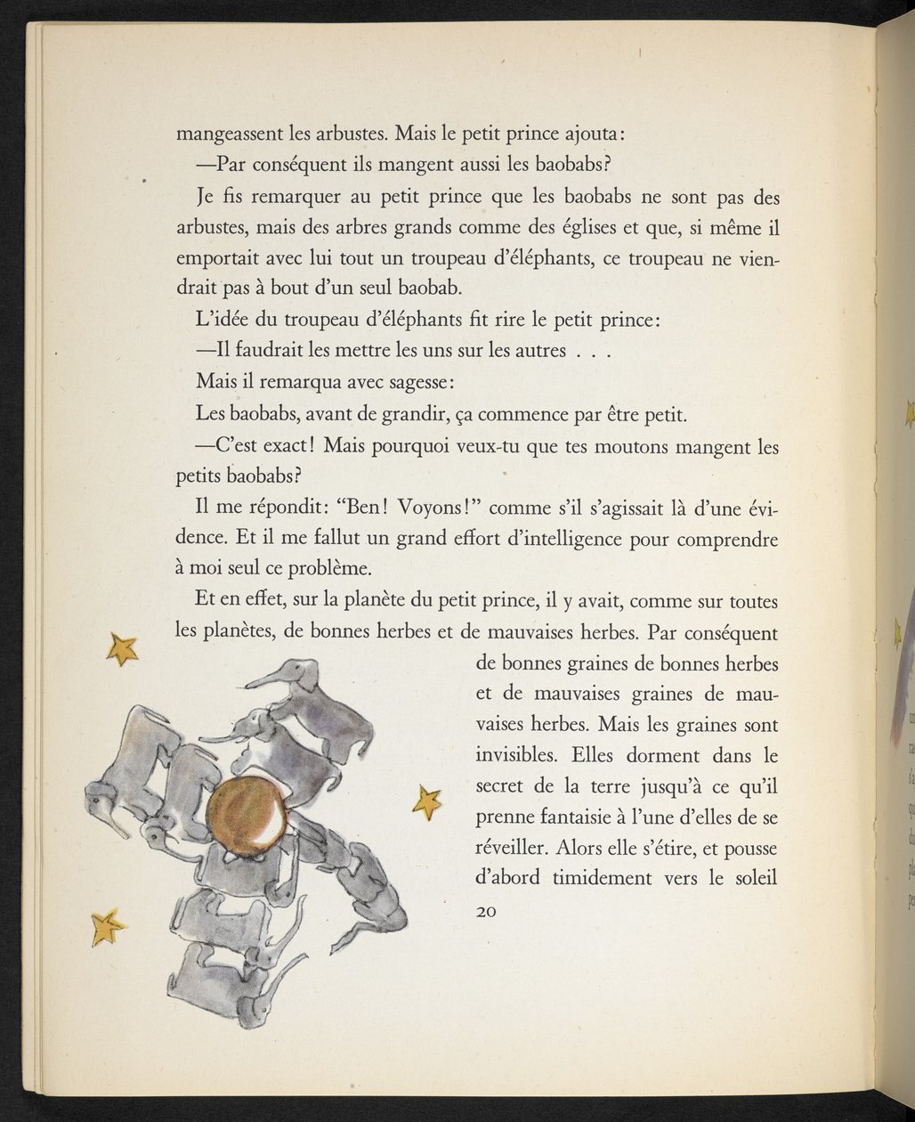 Elefantes, ilustración de "Le Petit Prince", de Antoine de Saint-Exupéry de Antoine de Saint Exupery