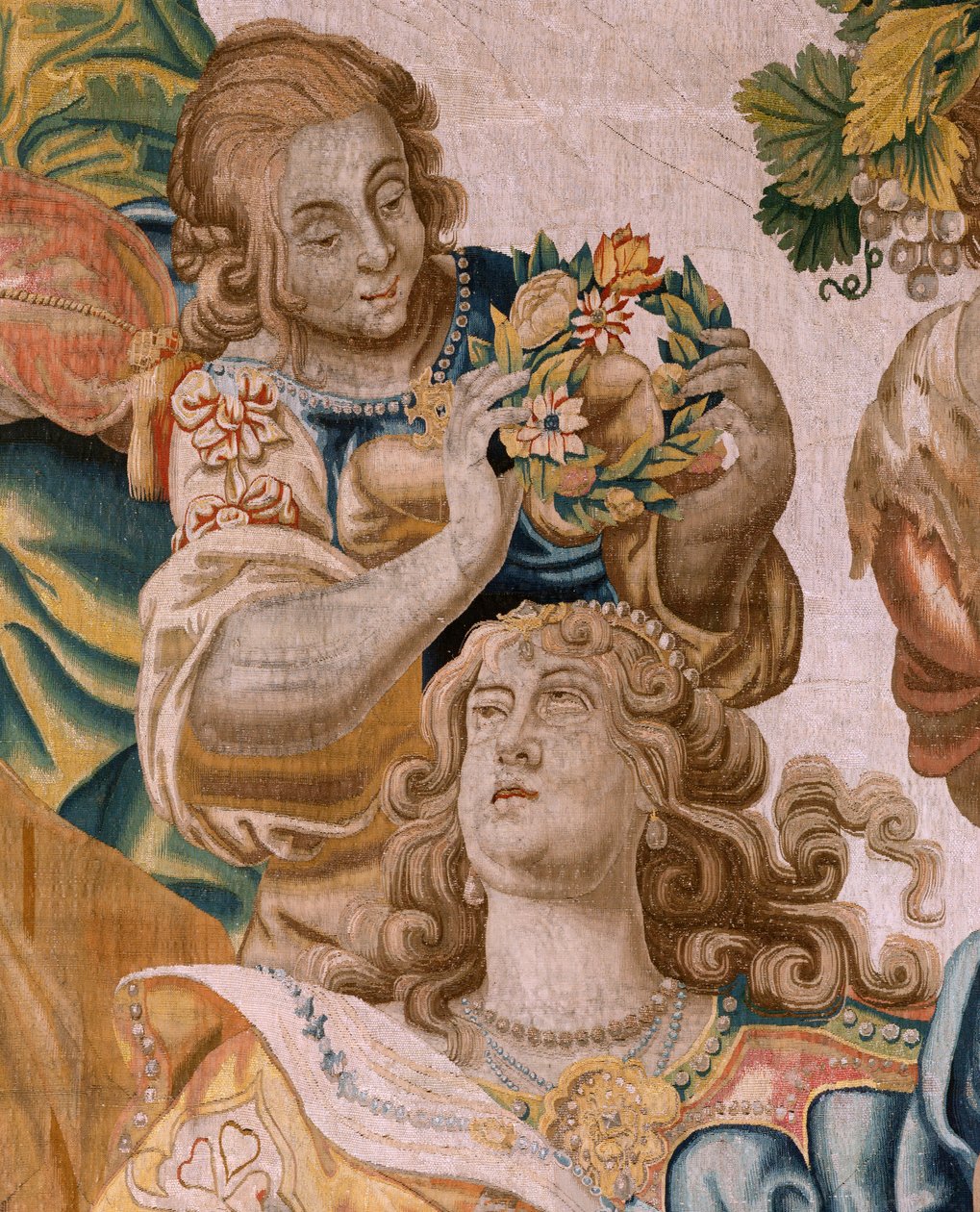 Tapiz flamenco. Serie Historia de Teseo. Baco toma a Ariadna como esposa (Baco toma a Ariadna por esposa). Noveno tapiz de la serie. Modelo Anthonis Sallaert. Manufactura Jan Raes el Joven, Bruselas. Ca. 1630. ; Tela Seda y lana. Tamaño 392x45 de Antoine or Anthonis Sallaert