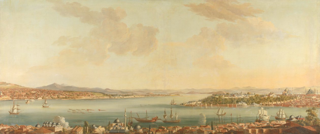 Vista de Constantinopla (Estambul) y del Serrallo desde la legación sueca en Pera de Antoine van der Steen