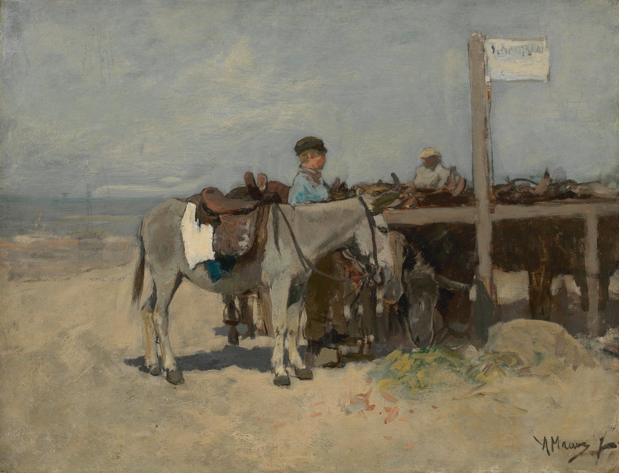 Puesto de burros en la playa de Scheveningen de Anton Mauve