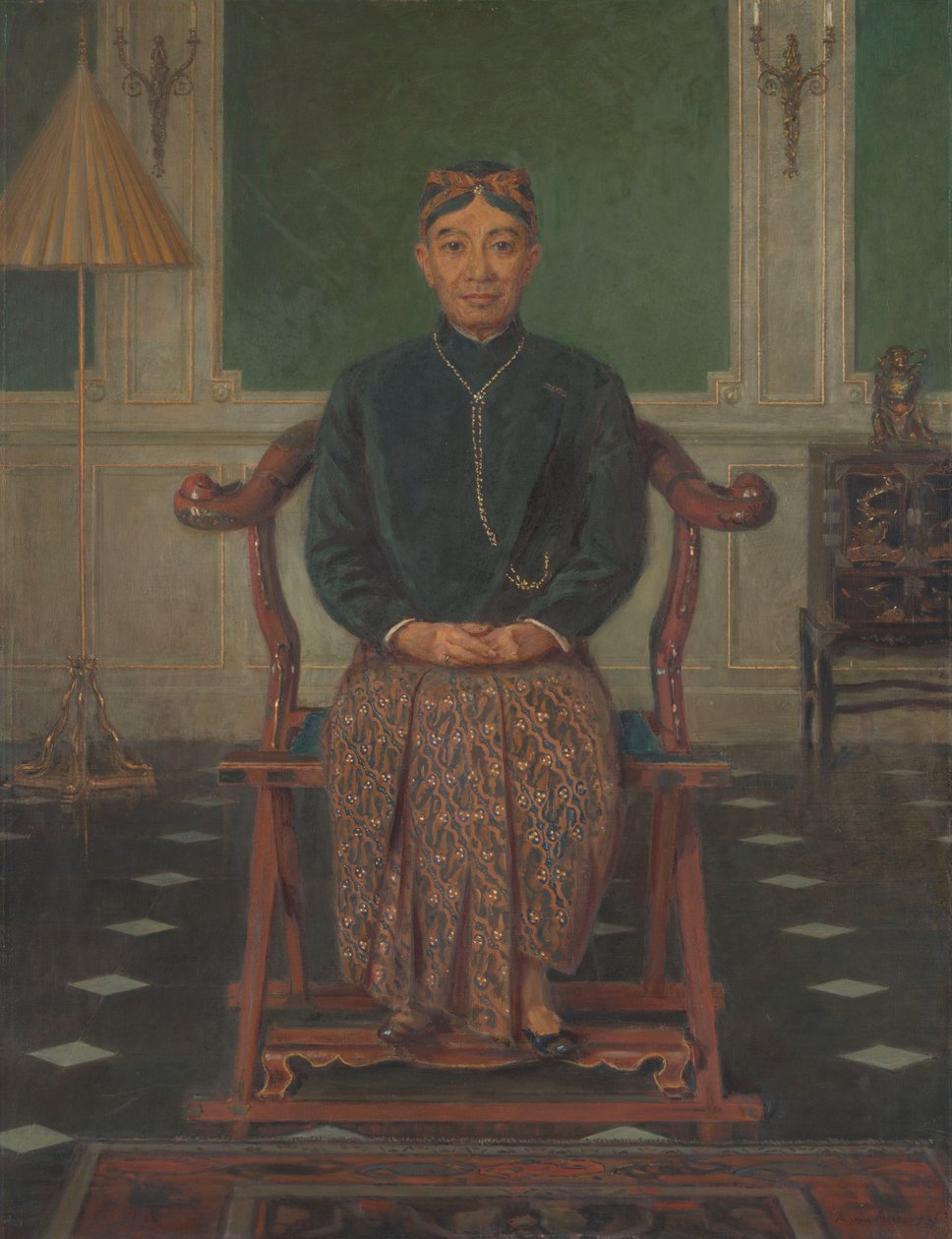 Retrato de Pangeran Ario Soejono, ministro sin cartera del gabinete de guerra en Londres de Anton Abraham van Anrooy
