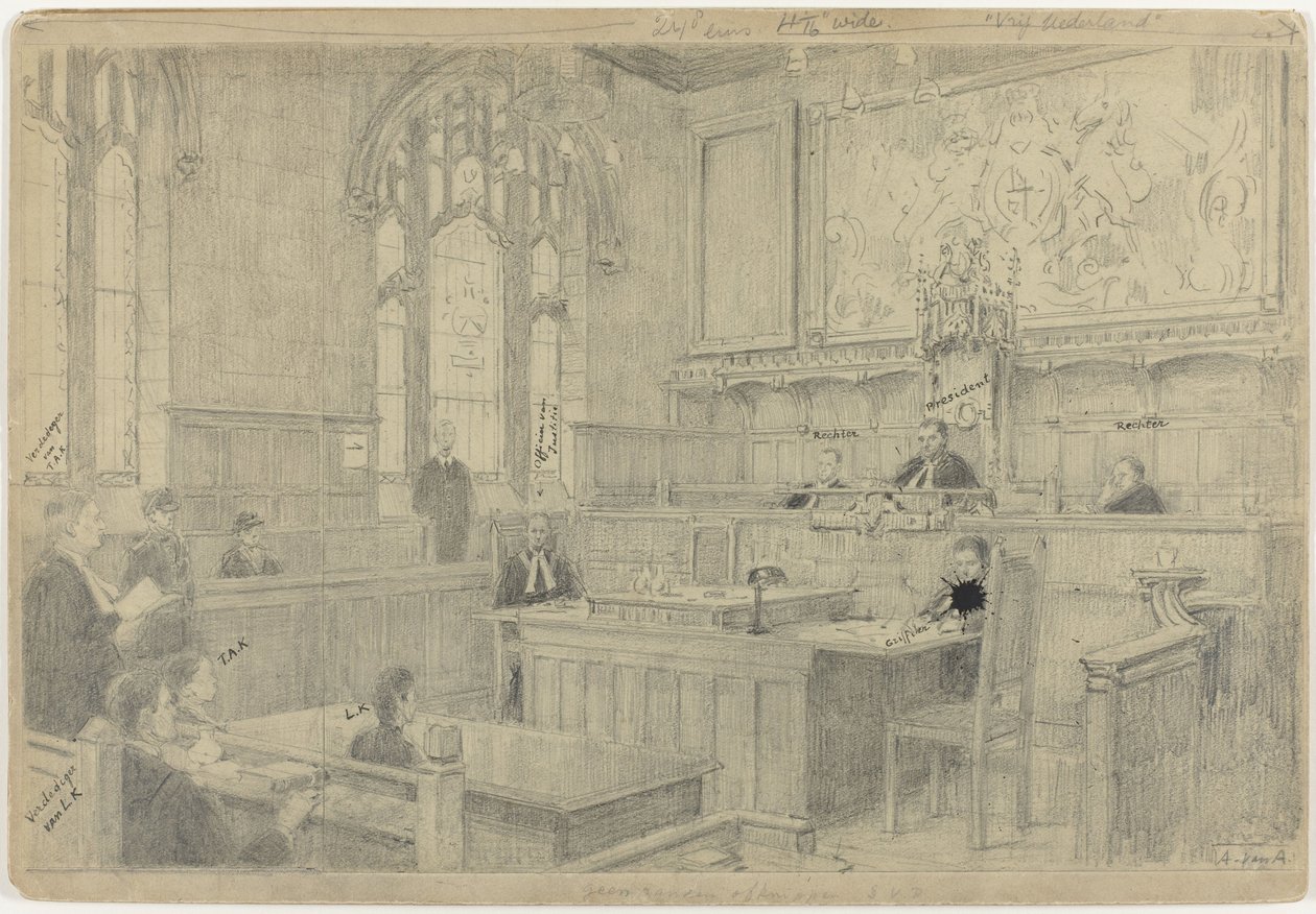Estudio de toda la composición para el cuadro (inacabado) de la corte holandesa en Londres, junio de 1942 de Anton Abraham van Anrooy