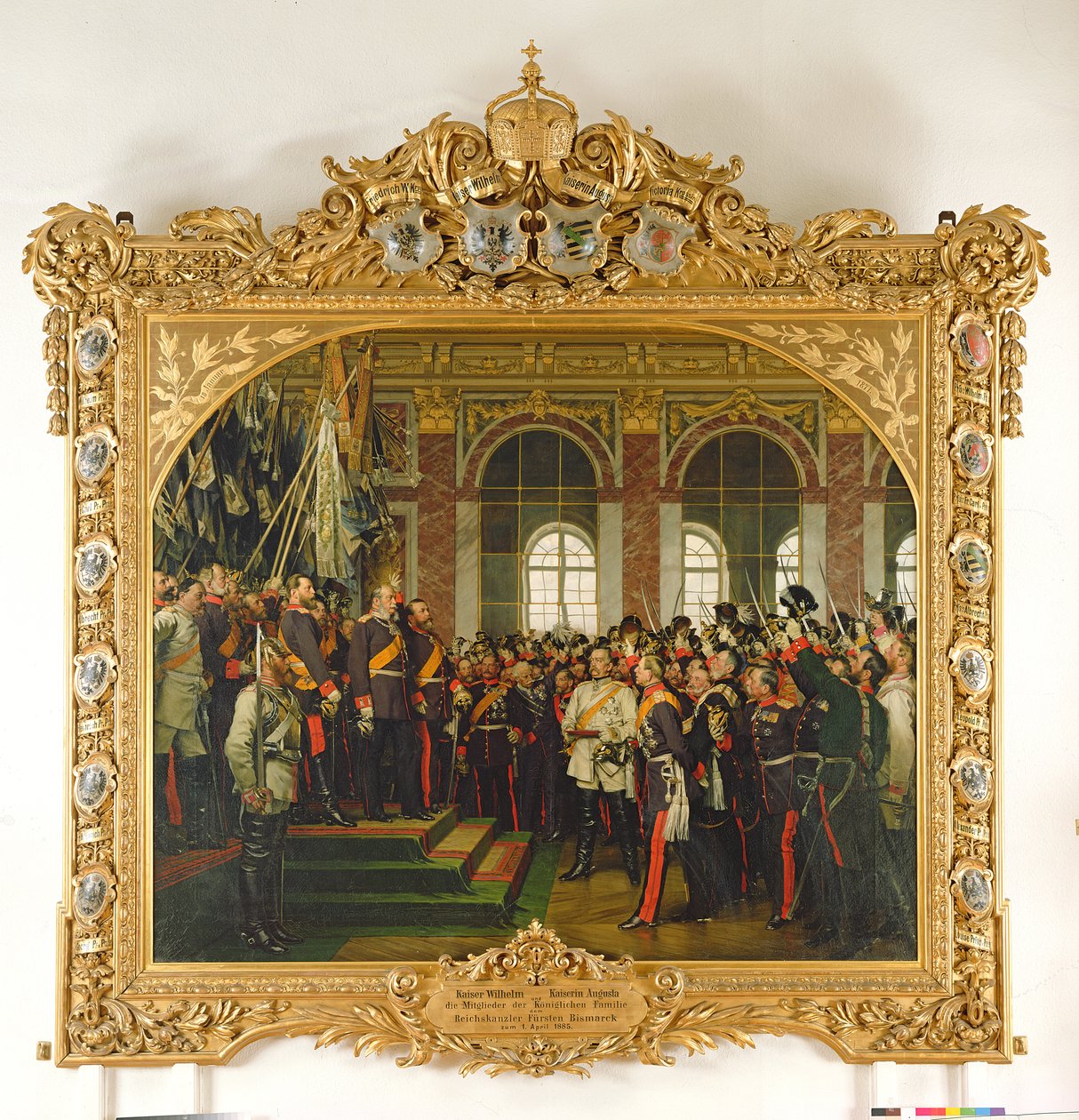 La Proclamación de Guillermo como Kaiser del nuevo Imperio Alemán, en el Salón de los Espejos en Versalles el 18 de enero de 1871, pintado en 1885 de Anton Alexander von Werner