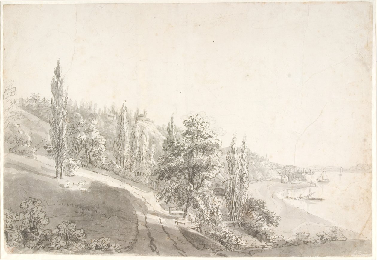Paisaje con ciudad en el Elba de Anton Carl Dusch