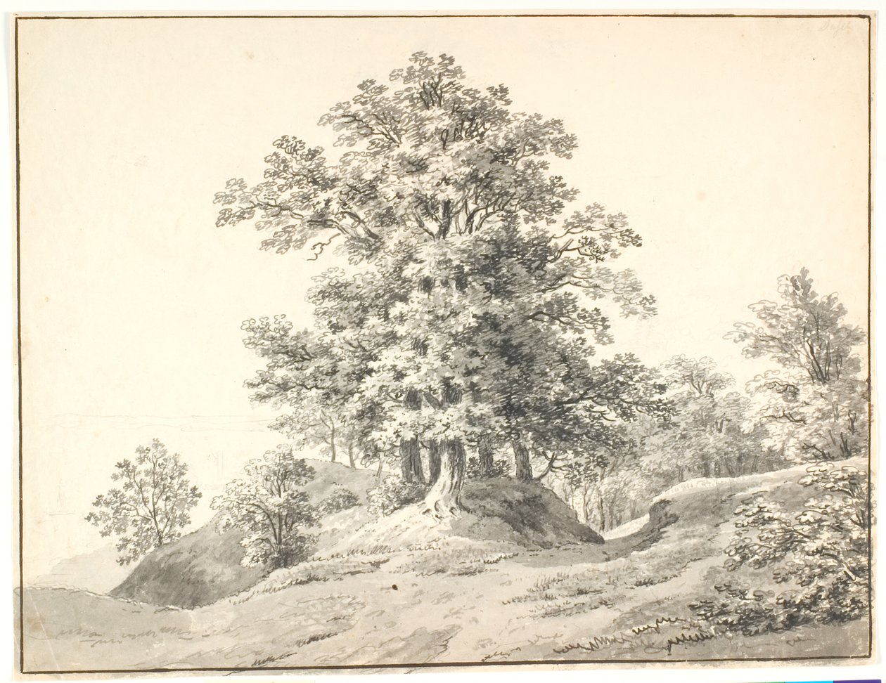 Paisaje con grandes árboles en el Elba. Buxtehude de Anton Carl Dusch