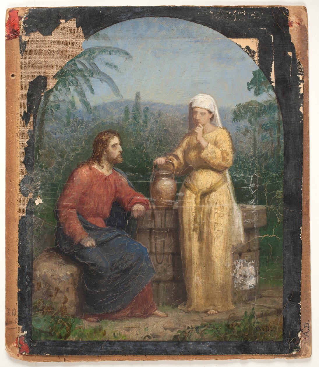 Boceto de Jesús y la samaritana en el pozo de Anton Dorph