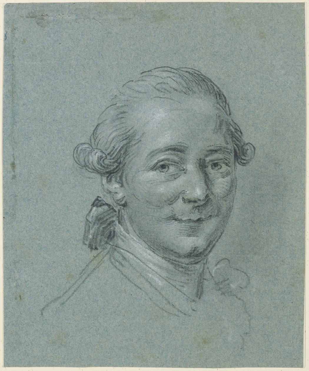 Retrato de un hombre sonriente, con la cabeza ligeramente girada hacia la derecha, mirando al espectador de Anton Graff
