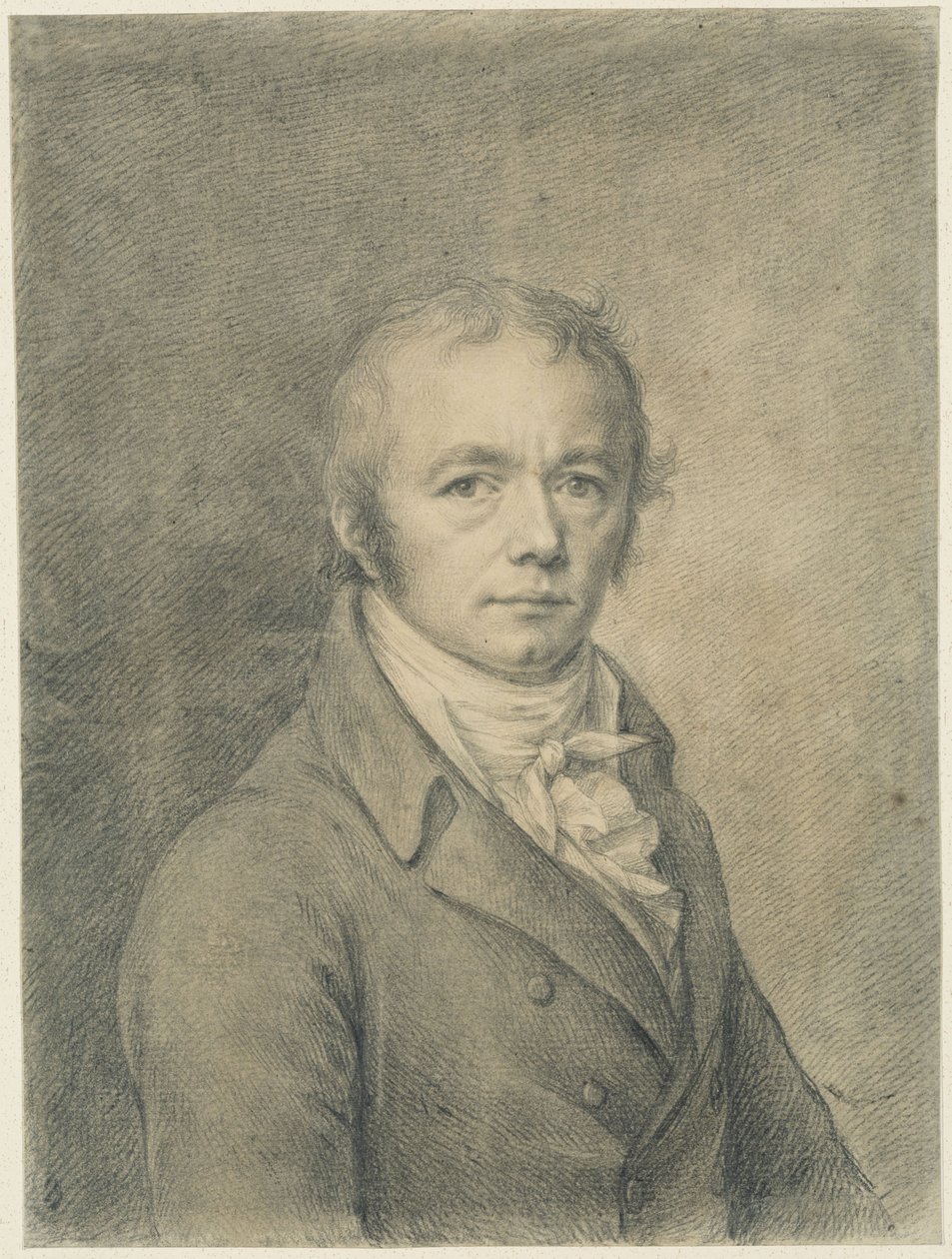 Retrato de medio cuerpo de un hombre de mediana edad, sin barba, girado ligeramente hacia la derecha y mirando al espectador de Anton Graff