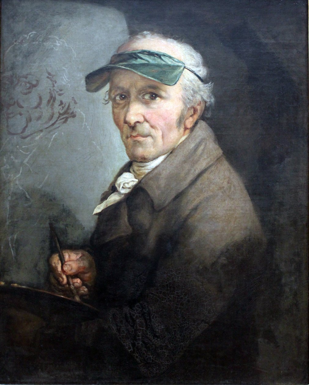 Alemán: Selbstbildnis mit Augenschirm Autorretrato con sombra de ojos de Anton Graff