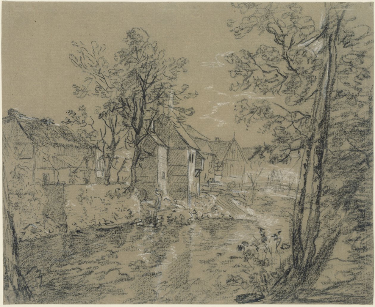 Casas junto al río (casas a orillas del Weißeritz en el valle de Plauen, cerca de Dresde) de Anton Graff